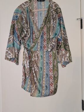 ZARS Paisley Print Wrap Romper Tunic in Multi Colors